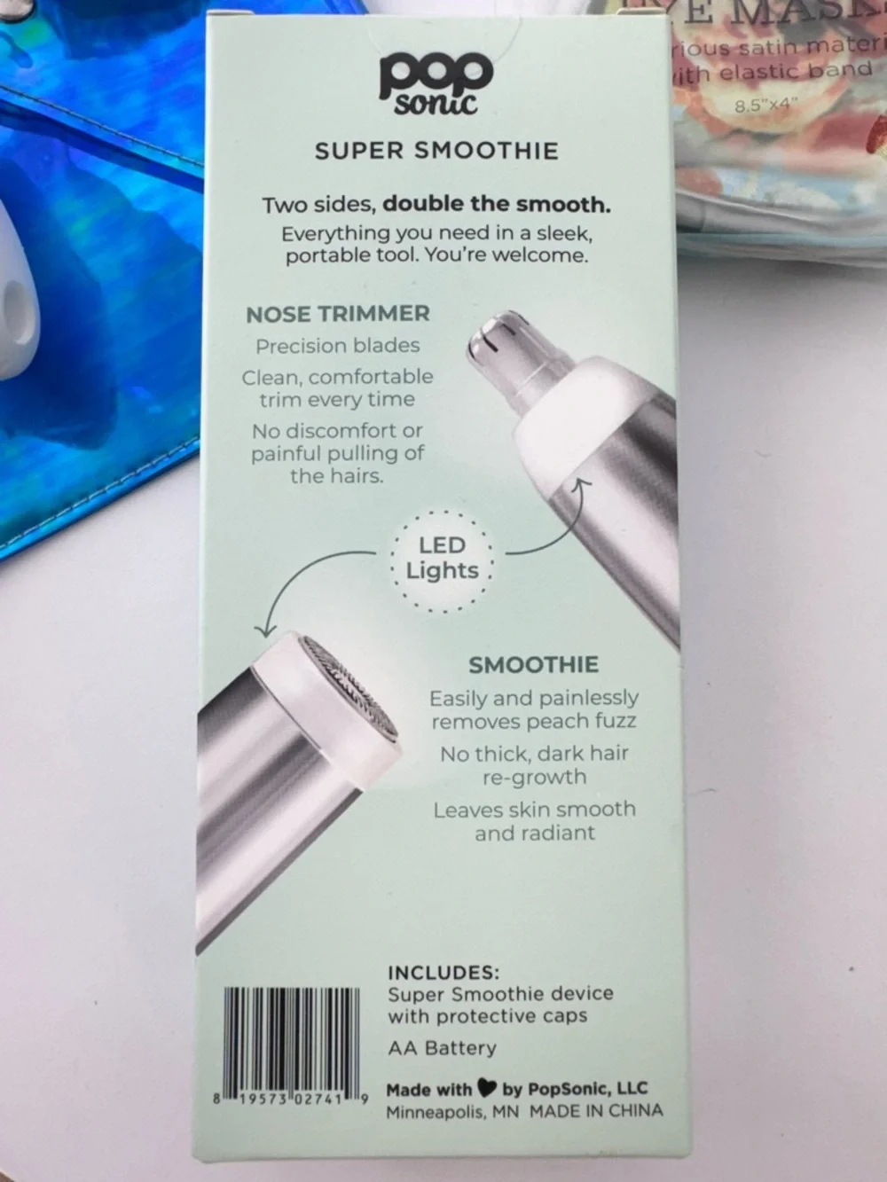 POP Sonic Super Smoothie Mint Dual Hair Trimmer Spa Sonic Skincare System Tools